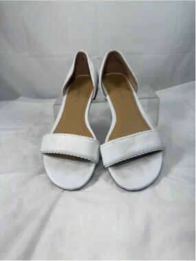 Talbots Lamar Sandals Womens 7 M D'orsay Flats White Leather Open Toe Slip On